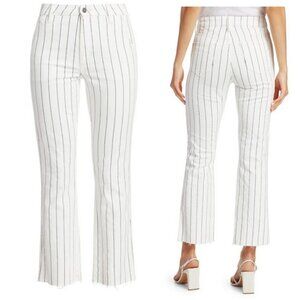 Joe's Jeans The Slim Kick High-Rise Striped Trousers Sz 28 Crop Raw Hem